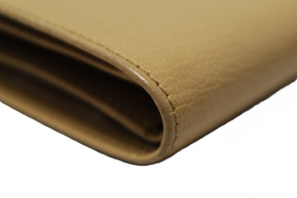 Chanel Beige Caviar Leather Medium Size Bi-fold Wallet