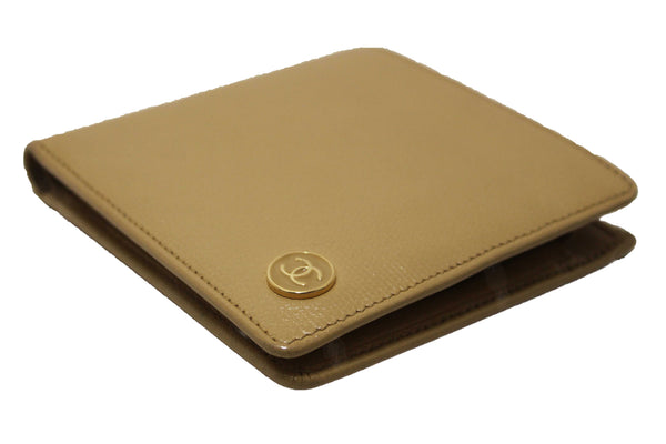 Chanel Beige Caviar Leather Medium Size Bi-fold Wallet