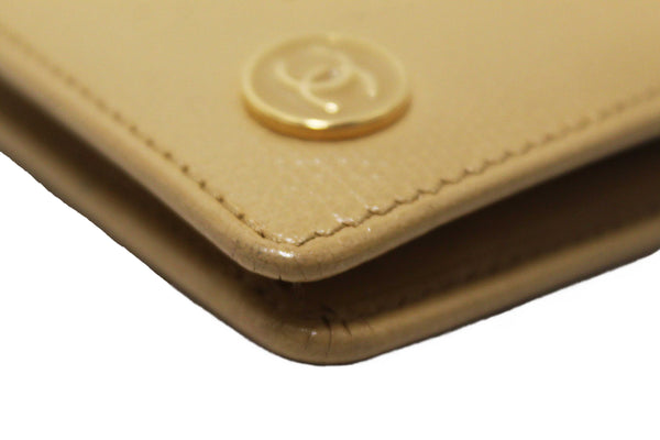 Chanel Beige Caviar Leather Medium Size Bi-fold Wallet