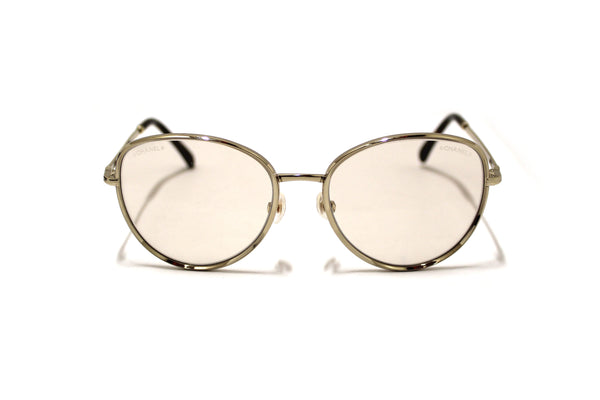 Authentic Chanel Light Gold-Tone Pearl Round Sunglasses