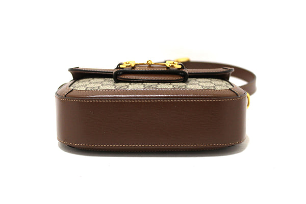 New Gucci Brown Classic Supreme Canvas Horsebit Mini 1955 Shoulder Bag 658574