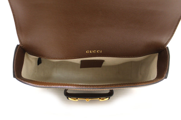 New Gucci Brown Classic Supreme Canvas Horsebit Mini 1955 Shoulder Bag 658574