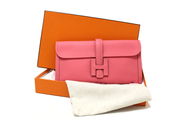 Hermes Rose Azalee Jige Elan Clutch 29 Bag