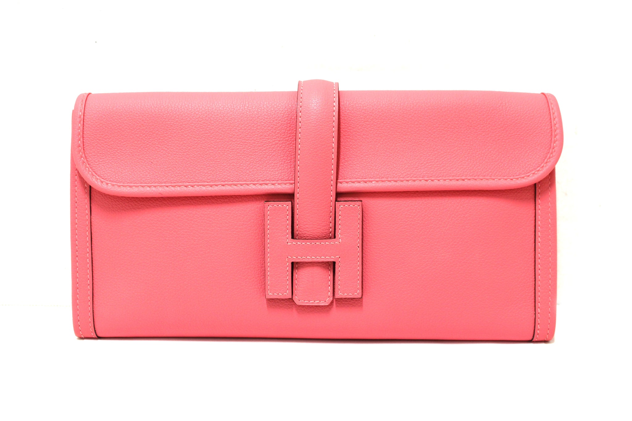 Hermes Rose Azalee Jige Elan Clutch 29 Bag