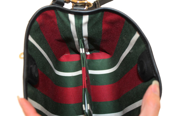 Gucci GG Supreme Monogram with Black Leather Emblem Mini Bucket Bag 815118