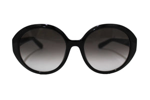 Salvatore Ferragamo Black Acetate Frame Round Sunglasses