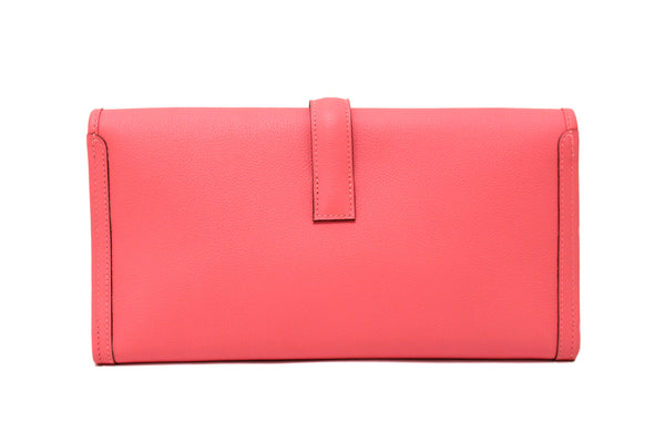 Hermes Rose Azalee Jige Elan Clutch 29 Bag