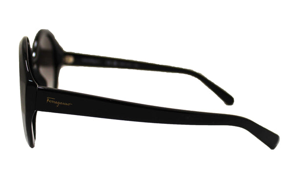 Salvatore Ferragamo Black Acetate Frame Round Sunglasses
