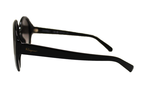 Salvatore Ferragamo Black Acetate Frame Round Sunglasses