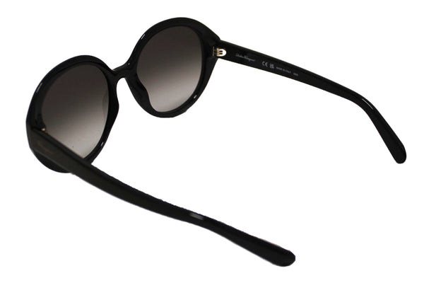 Salvatore Ferragamo Black Acetate Frame Round Sunglasses