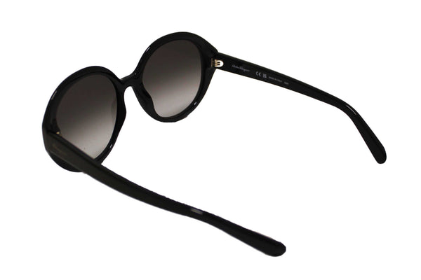 Salvatore Ferragamo Black Acetate Frame Round Sunglasses