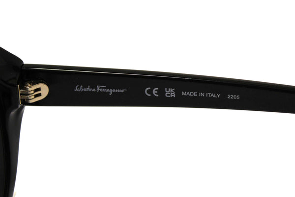 Salvatore Ferragamo Black Acetate Frame Round Sunglasses