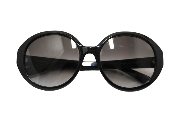 Salvatore Ferragamo Black Acetate Frame Round Sunglasses