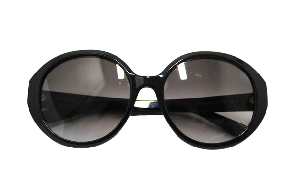 Salvatore Ferragamo Black Acetate Frame Round Sunglasses