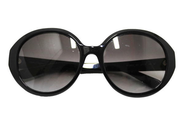 Salvatore Ferragamo Black Acetate Frame Round Sunglasses