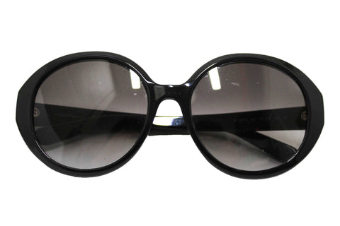 Salvatore Ferragamo Black Acetate Frame Round Sunglasses