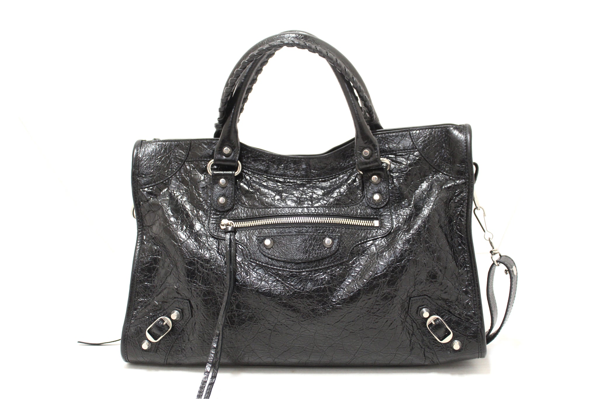 Balenciaga Black Classic Medium City Lambskin Leather Shoulder Bag