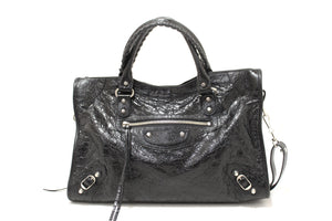 Balenciaga Black Classic Medium City Lambskin Leather Shoulder Bag