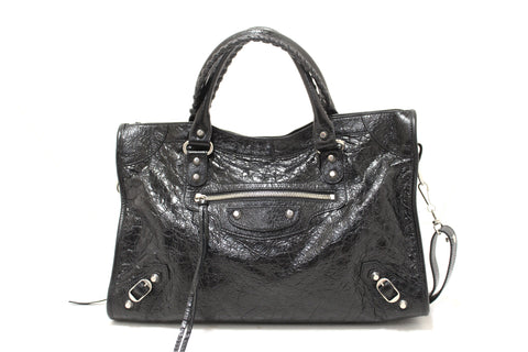 Balenciaga Black Classic Medium City Lambskin Leather Shoulder Bag
