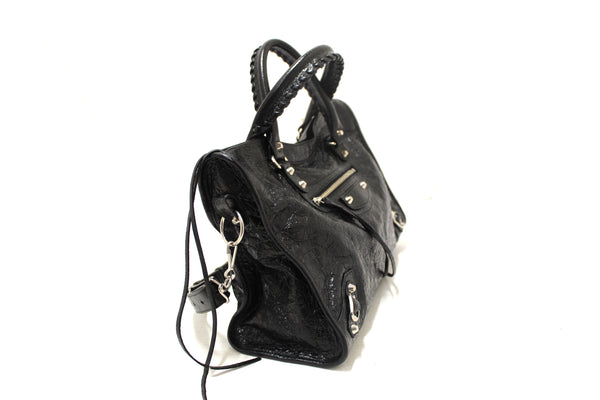 Balenciaga Black Classic Medium City Lambskin Leather Shoulder Bag