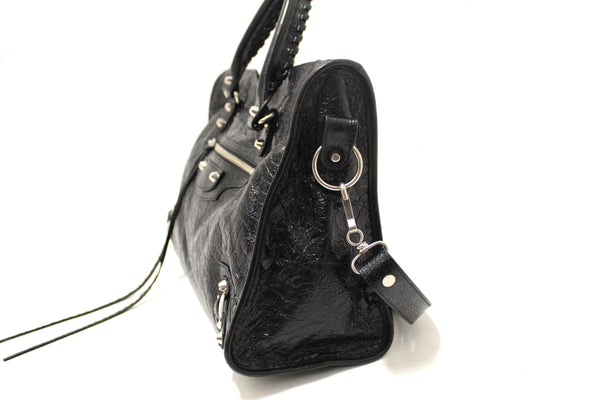 Balenciaga Black Classic Medium City Lambskin Leather Shoulder Bag