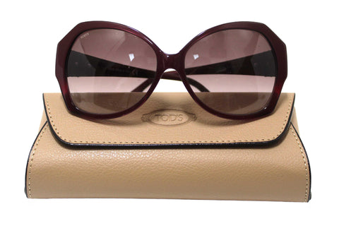 Tod's Burgandy Frame Oversized Sunglasses