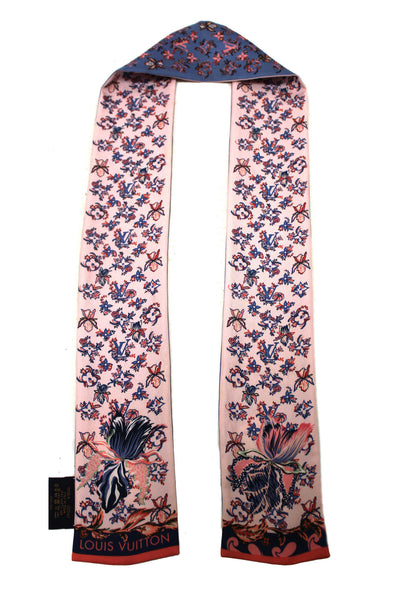 Louis Vuitton Silk Blue/Pink Monogram Rendezvous Bandeau Scarf
