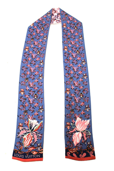 Louis Vuitton Silk Blue/Pink Monogram Rendezvous Bandeau Scarf