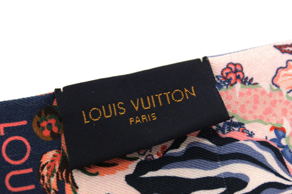 Louis Vuitton Silk Blue/Pink Monogram Rendezvous Bandeau Scarf