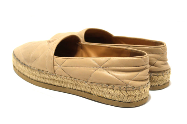 Prada Camel Nappa Leather Espadrilles Shoes Size 37.5