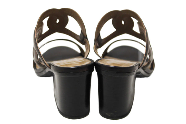 Hermes Chocolate Brown Nappa Leather Bikini Sandal Size 35