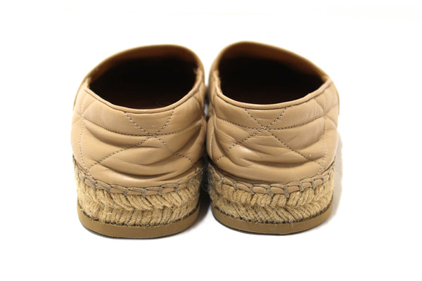Prada Camel Nappa Leather Espadrilles Shoes Size 37.5