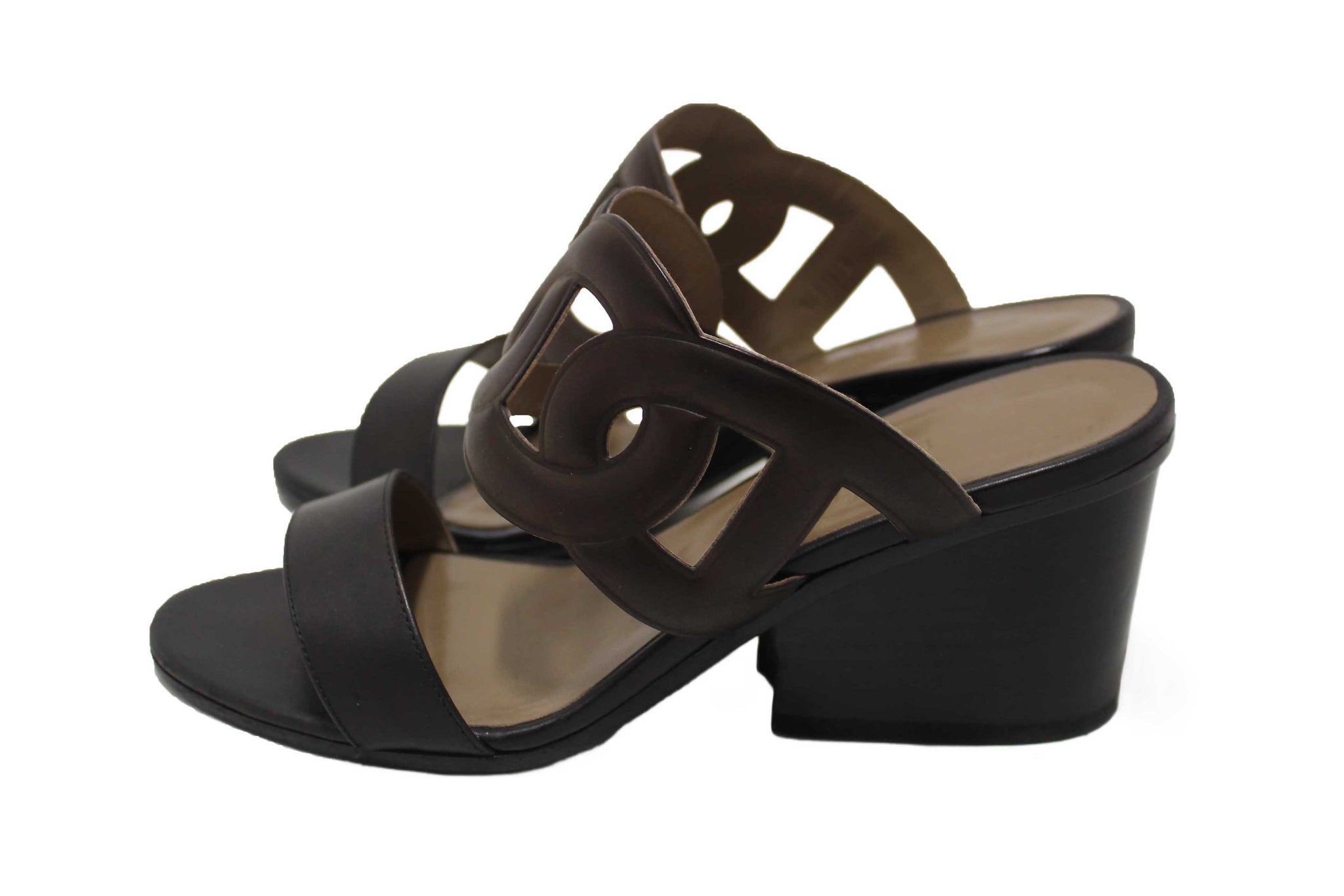 Hermes Chocolate Brown Nappa Leather Bikini Sandal Size 35