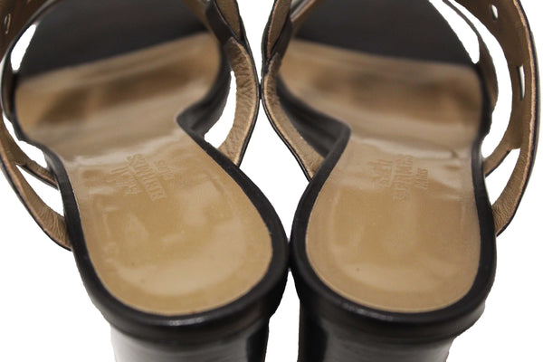 Hermes Chocolate Brown Nappa Leather Bikini Sandal Size 35