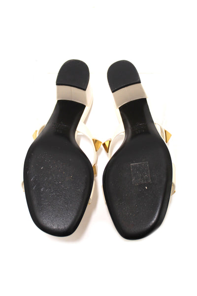 Valentino Garavani White Leather Roman Stud Sandals Size 38.5