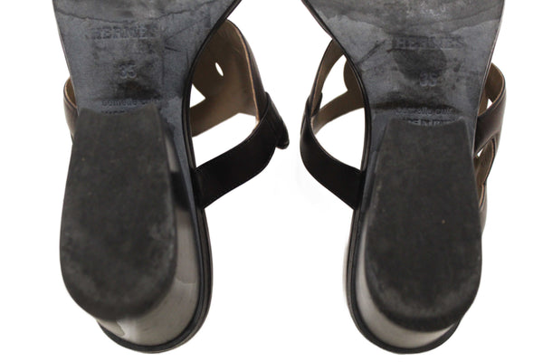Hermes Chocolate Brown Nappa Leather Bikini Sandal Size 35