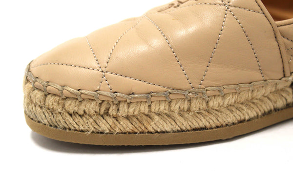 Prada Camel Nappa Leather Espadrilles Shoes Size 37.5