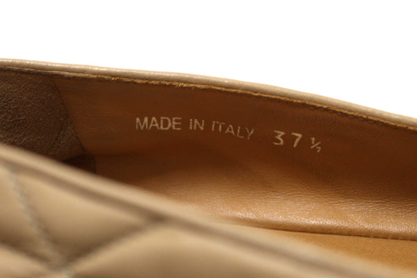 Prada Camel Nappa Leather Espadrilles Shoes Size 37.5
