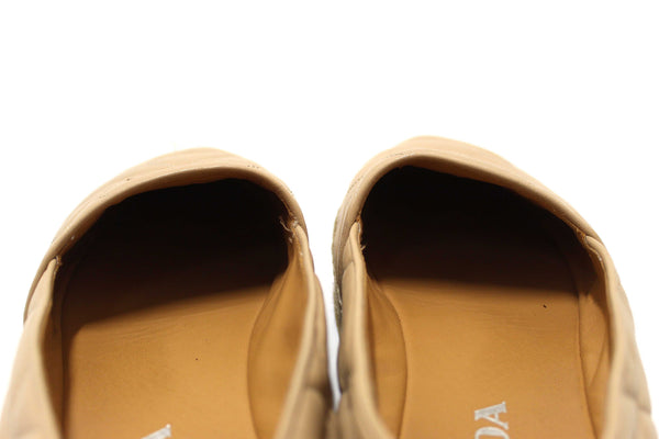 Prada Camel Nappa Leather Espadrilles Shoes Size 37.5