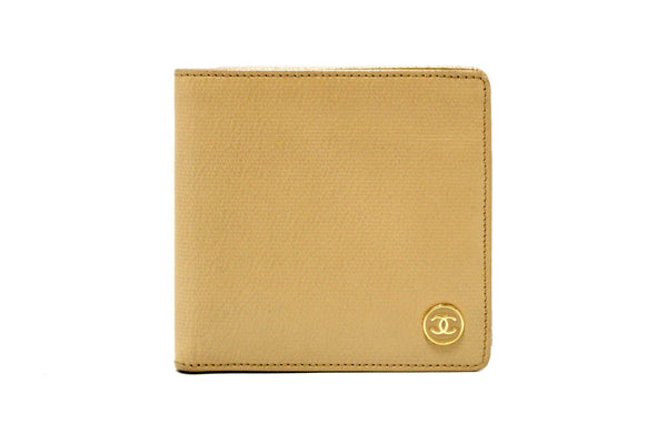 Chanel Beige Caviar Leather Medium Size Bi-fold Wallet