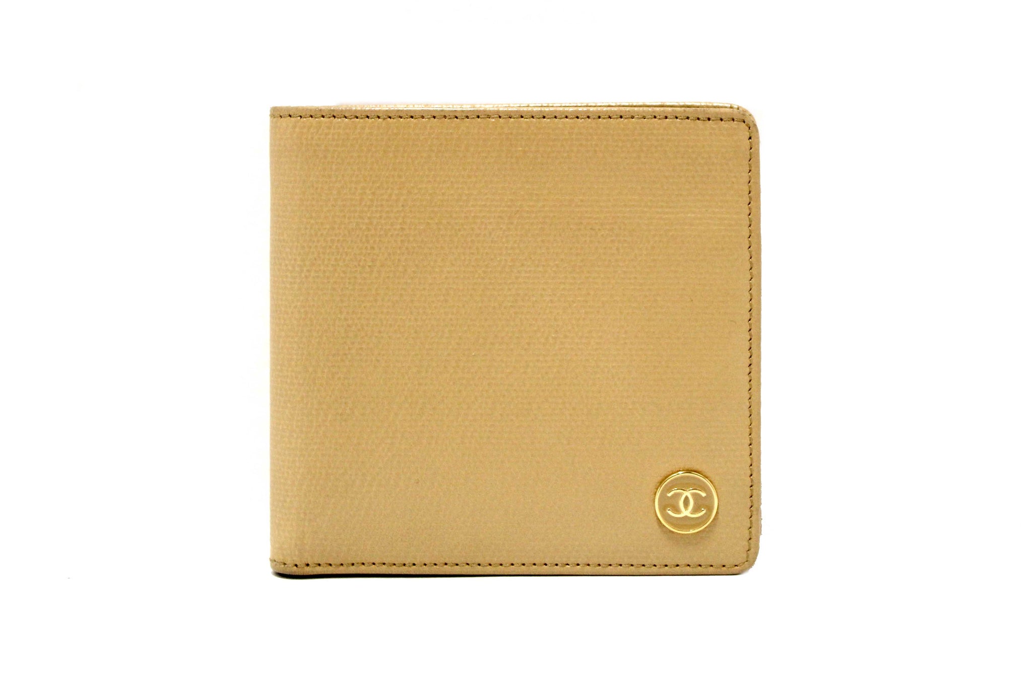 Chanel Beige Caviar Leather Medium Size Bi-fold Wallet