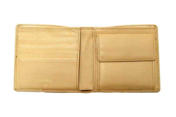 Chanel Beige Caviar Leather Medium Size Bi-fold Wallet