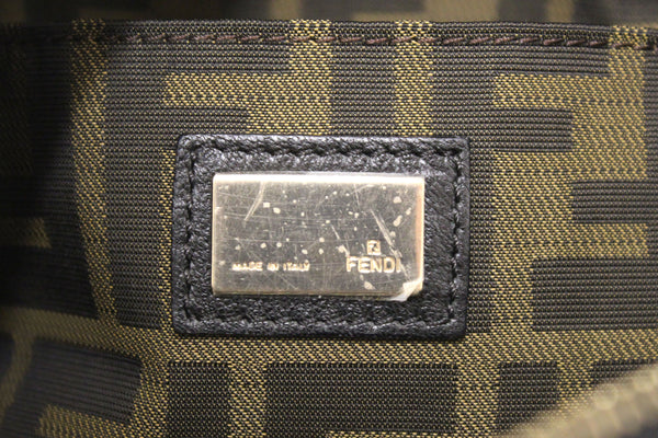 Fendi Black Grained Leather Spy Hobo Shoulder Bag