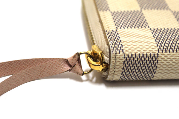 Louis Vuitton Damier Azur Canvas Clemence Zippy Wallet