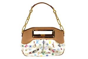 Authentic Louis Vuitton White Monogram Multicolor Canvas Judy PM Bag