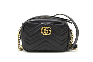 Gucci Black Marmont Matelasse Leather Mini Camera Crossbody Bag