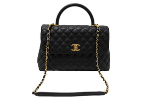 Chanel Black Quilted Caviar Leather Maxi Flap Bag with Top Handle Bag