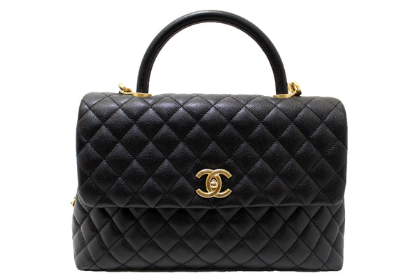 Chanel Black Quilted Caviar Leather Maxi Flap Bag with Top Handle Bag