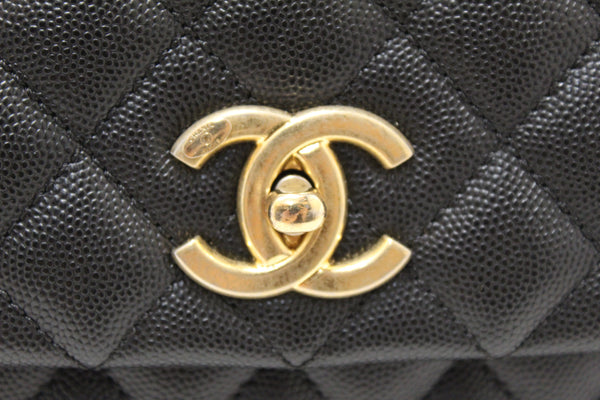 Chanel Black Quilted Caviar Leather Maxi Flap Bag with Top Handle Bag