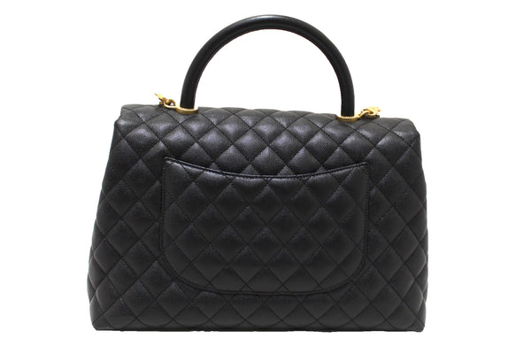 Chanel Black Quilted Caviar Leather Maxi Flap Bag with Top Handle Bag